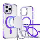For iPhone 14 Pro Dual-Color Clear Acrylic Hybrid TPU Lens Flip Holder MagSafe Phone Case(Purple) - 1