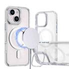 For iPhone 15 Dual-Color Clear Acrylic Hybrid TPU Lens Flip Holder MagSafe Phone Case(White) - 1