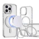 For iPhone 15 Pro Max Dual-Color Clear Acrylic Hybrid TPU Lens Flip Holder MagSafe Phone Case(Grey) - 1