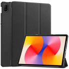 For Huawei Matepad SE 11 Custer Pure Color 3-Fold Holder Smart Leather Tablet Case(Black) - 1