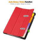 For Huawei Matepad SE 11 Custer Pure Color 3-Fold Holder Smart Leather Tablet Case(Red) - 2