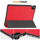 For Huawei Matepad SE 11 Custer Pure Color 3-Fold Holder Smart Leather Tablet Case(Red) - 3