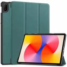 For Huawei Matepad SE 11 Custer Pure Color 3-Fold Holder Smart Leather Tablet Case(Dark Green) - 1