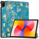 For Huawei Matepad SE 11 Painted 3-Fold Holder Smart Leather Tablet Case(Apricot Blossom) - 1
