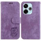 For Redmi 13 4G Little Tiger Embossed Leather Phone Case(Purple) - 1