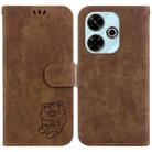 For Redmi 13 4G Little Tiger Embossed Leather Phone Case(Brown) - 1