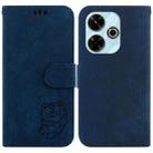 For Redmi 13 4G Little Tiger Embossed Leather Phone Case(Dark Blue) - 1