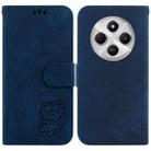 For Redmi 14C 4G Little Tiger Embossed Leather Phone Case(Dark Blue) - 1