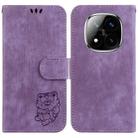 For Redmi Note 14 Pro / Note 14 Pro+ 5G Little Tiger Embossed Leather Phone Case(Purple) - 1