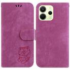 For Redmi Note 14 4G 163.25mm Little Tiger Embossed Leather Phone Case(Rose Red) - 1