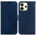 For Redmi Note 14 4G 164.84mm Little Tiger Embossed Leather Phone Case(Dark Blue) - 1