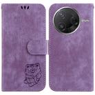 For Redmi K80 / K80 Pro / Xiaomi Poco F7 Pro Little Tiger Embossed Leather Phone Case(Purple) - 1