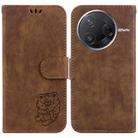 For Redmi K80 / K80 Pro / Xiaomi Poco F7 Pro Little Tiger Embossed Leather Phone Case(Brown) - 1