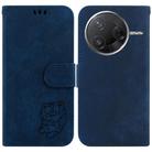 For Redmi K80 / K80 Pro / Xiaomi Poco F7 Pro Little Tiger Embossed Leather Phone Case(Dark Blue) - 1