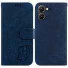For Redmi Turbo 4 / Xiaomi Poco X7 Pro Little Tiger Embossed Leather Phone Case(Dark Blue) - 1