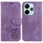 For Xiaomi Poco M6 4G Little Tiger Embossed Leather Phone Case(Purple) - 1