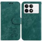 For Xiaomi Poco F6 Pro Little Tiger Embossed Leather Phone Case(Green) - 1