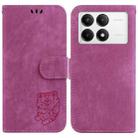For Xiaomi Poco F6 Pro Little Tiger Embossed Leather Phone Case(Rose Red) - 1