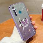 For Realme 5 Pro Plated Gradient Glitter Butterfly Holder TPU Phone Case(Purple) - 1