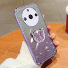 For Realme 11 Plated Gradient Glitter Butterfly Holder TPU Phone Case(Purple) - 1