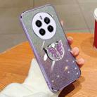 For Realme 12+ Plated Gradient Glitter Butterfly Holder TPU Phone Case(Purple) - 1