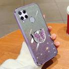 For Realme C15 / C12 / C25 Plated Gradient Glitter Butterfly Holder TPU Phone Case(Purple) - 1