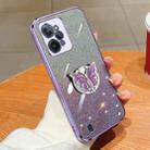 For Realme C31 Plated Gradient Glitter Butterfly Holder TPU Phone Case(Purple) - 1