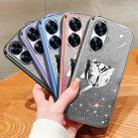 For Realme C55 Plated Gradient Glitter Butterfly Holder TPU Phone Case(Black) - 2