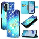 For Honor 60 Pro 3D Painting Horizontal Flip Leather Phone Case(Golden Butterfly) - 1