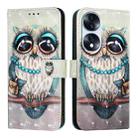 For Honor 70 3D Painting Horizontal Flip Leather Phone Case(Grey Owl) - 2