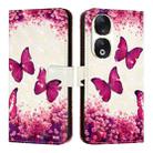 For Honor 90 3D Painting Horizontal Flip Leather Phone Case(Rose Butterfly) - 2