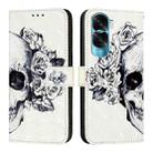 For Honor 90 Lite / X50i 3D Painting Horizontal Flip Leather Phone Case(Skull) - 2