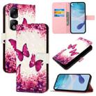 For Honor 90 Pro 3D Painting Horizontal Flip Leather Phone Case(Rose Butterfly) - 1