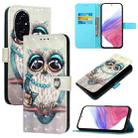 For Honor 200 3D Painting Horizontal Flip Leather Phone Case(Grey Owl) - 1