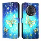 For Honor Magic5 Pro 3D Painting Horizontal Flip Leather Phone Case(Golden Butterfly) - 2
