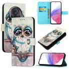 For Honor Magic5 Pro 3D Painting Horizontal Flip Leather Phone Case(Grey Owl) - 1