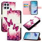 For Honor X8 4G / X30i / Play6T Pro 3D Painting Horizontal Flip Leather Phone Case(Rose Butterfly) - 1