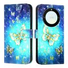 For Honor X40 / X9a / Magic5 Lite 3D Painting Horizontal Flip Leather Phone Case(Golden Butterfly) - 2