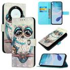 For Honor X40 / X9a / Magic5 Lite 3D Painting Horizontal Flip Leather Phone Case(Grey Owl) - 1