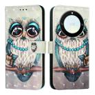 For Honor X40 / X9a / Magic5 Lite 3D Painting Horizontal Flip Leather Phone Case(Grey Owl) - 2