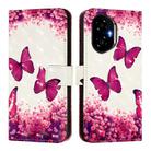 For Honor 300 3D Painting Horizontal Flip Leather Phone Case(Rose Butterfly) - 2