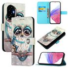 For Honor 300 3D Painting Horizontal Flip Leather Phone Case(Grey Owl) - 1