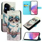 For Honor 300 Pro / 300 Ultra 3D Painting Horizontal Flip Leather Phone Case(Grey Owl) - 1