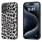 For iPhone 16 Plus Black Frame Leopard Phone Case(Silver Leopard) - 1