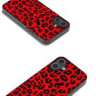 For iPhone 16 Plus Black Frame Leopard Phone Case(Red Leopard) - 2