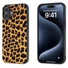 For iPhone 16 Plus Black Frame Leopard Phone Case(Golden Leopard) - 1