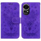 For Huawei nova 12 Butterfly Rose Embossed Leather Phone Case(Purple) - 1