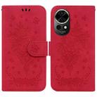 For Huawei nova 12 Butterfly Rose Embossed Leather Phone Case(Red) - 1