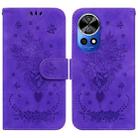 For Huawei nova 12 Pro / nova 12 Ultra Butterfly Rose Embossed Leather Phone Case(Purple) - 1