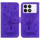 For Redmi K70 / K70 Pro Butterfly Rose Embossed Leather Phone Case(Purple) - 1